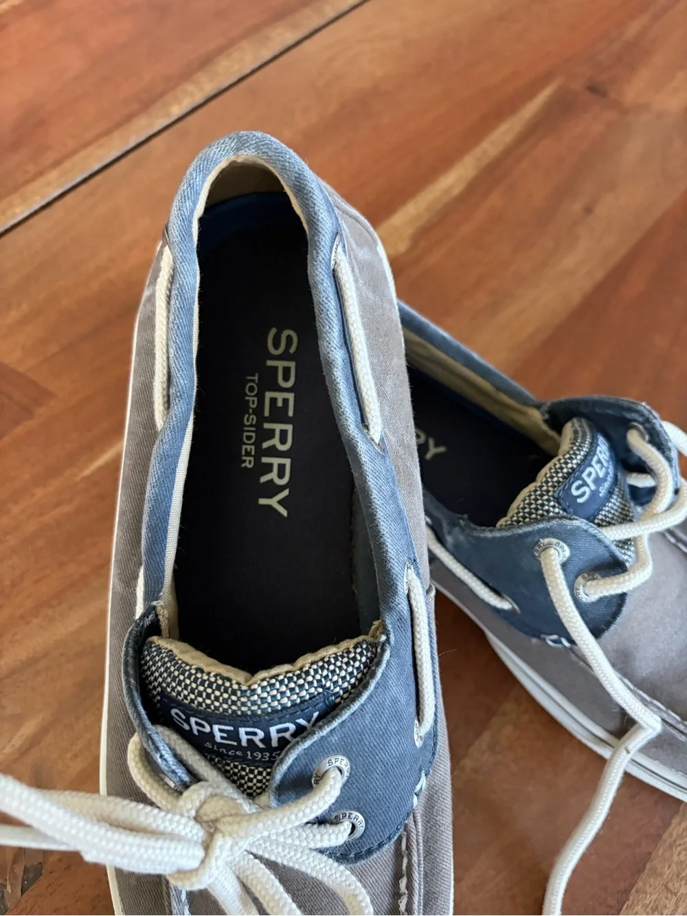 Sperry Men's Gray and Navy Canvas Boat Shoes